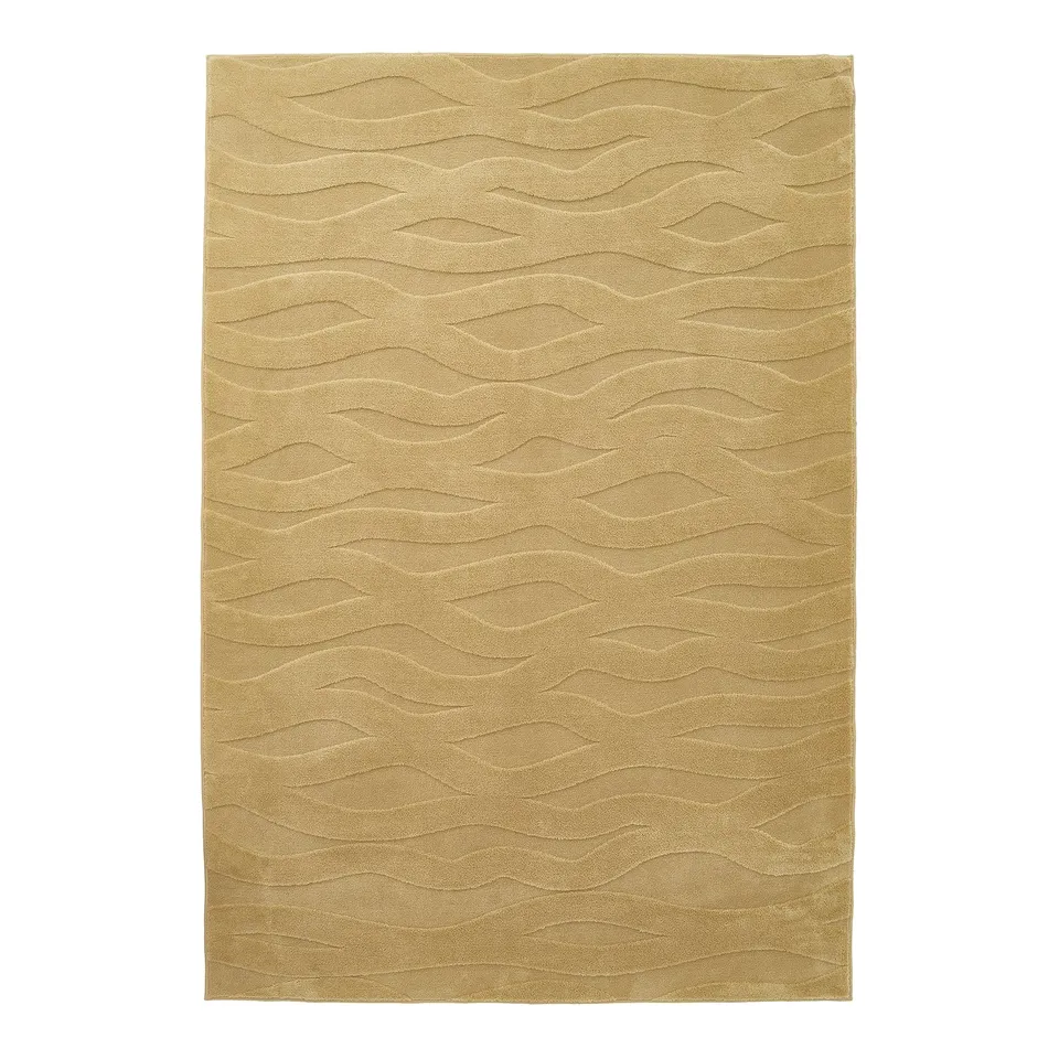 VÄXELFEL: beige 3d-wave rug, recycled polyester, rectangular.