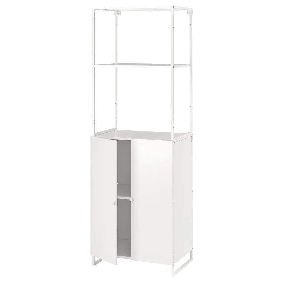 White JOSTEIN steel shelving, 3 adjustable shelves for bathrooms