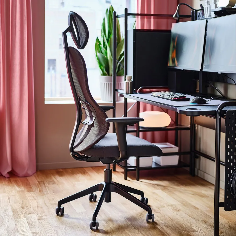 FRÖSKELÅS / UTKLASSNING Gaming desk and chair, black/anthracite