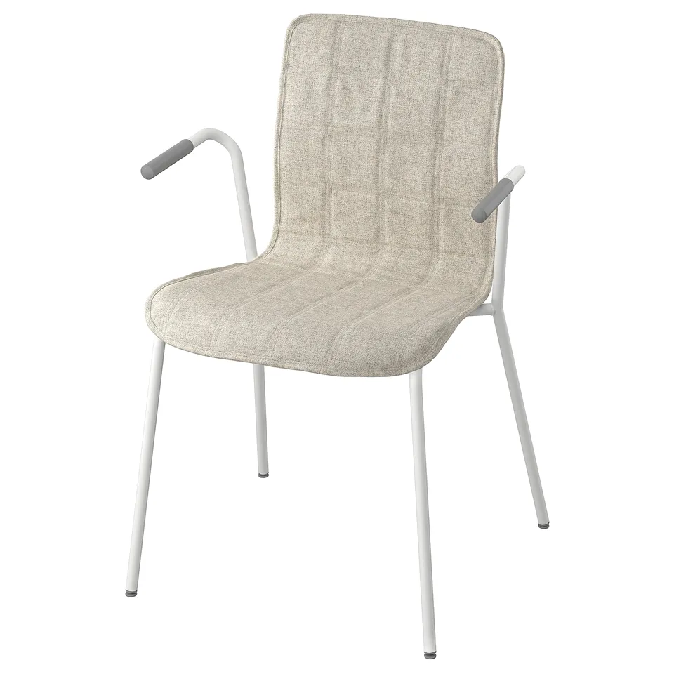 A beige LÄKTARE office chair with light grey armrests and metal legs, featuring a modern minimalist design.