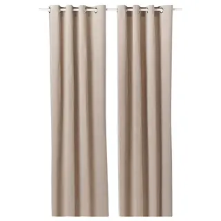 SANELA curtains, 1 pair, light beige/with eyelets, 140x160 cm
