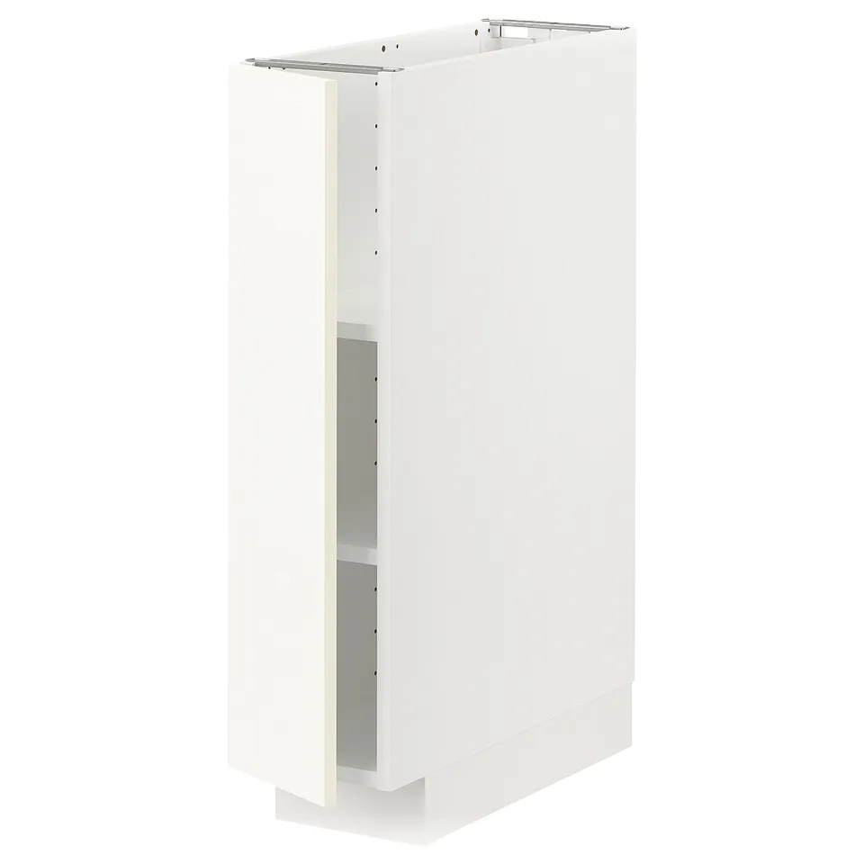 A white METOD kitchen cabinet, rectangular in shape, with a sleek design and adjustable shelving inside.