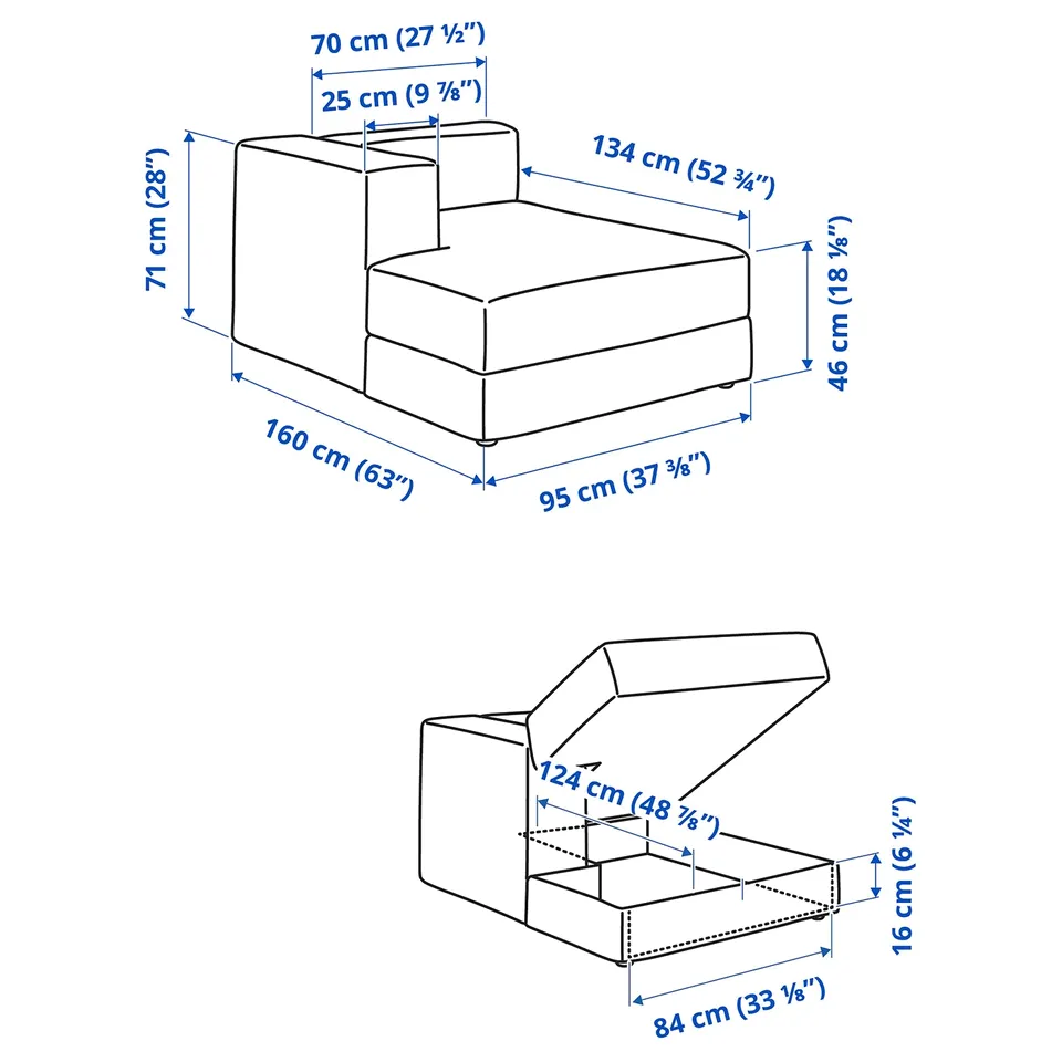 Illustration with measurements for the product: JÄTTEBO.