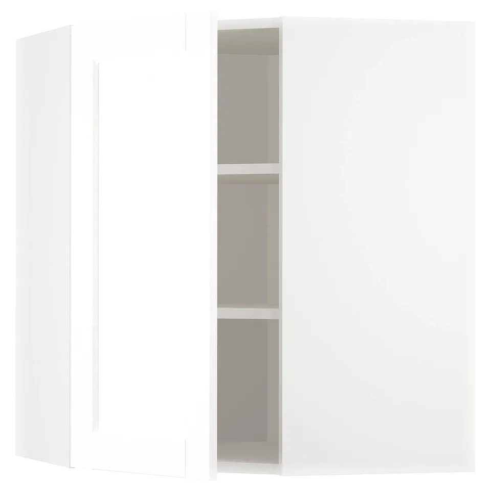 METOD white kitchen cabinet, open door, adjustable shelves.
