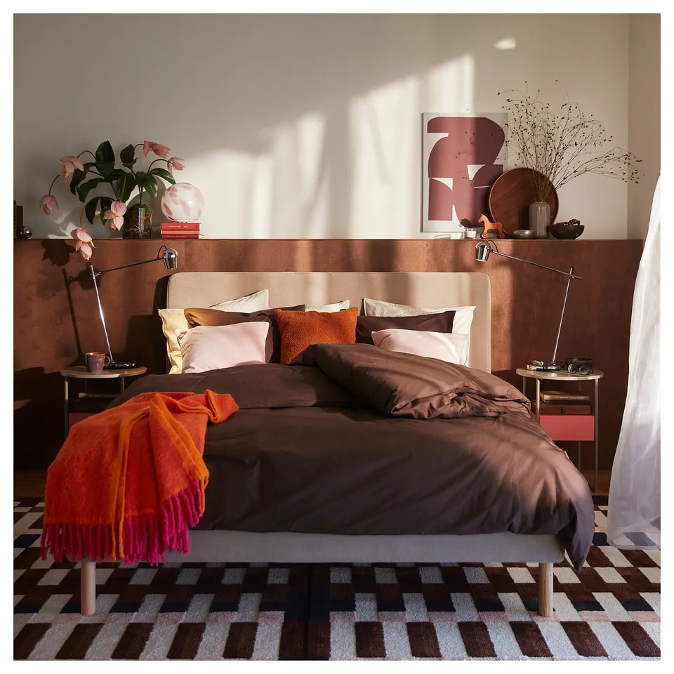 MARKBLÅMME Rug, low pile, multicolour/check pattern, 160x230 cm