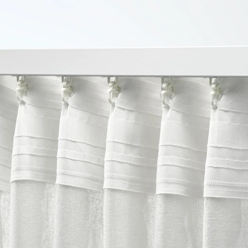 STOCKHOLM 2025 Sheer curtain, 1 piece, off-white/with heading tape, 300x250 cm