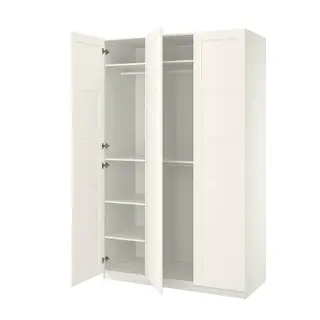 PAX / BERGSBO wardrobe combination, white/white, 150x60x236 cm