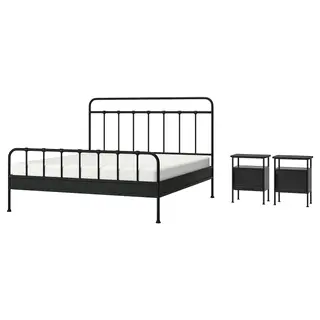 STJÄRNÖ / GRÅFJÄLLET bedroom furniture, set of 3, anthracite, 180x200 cm
