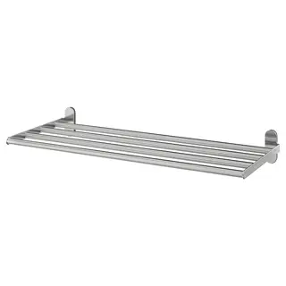 BROGRUND wall shelf with towel rail, stainless steel, 67x27 cm