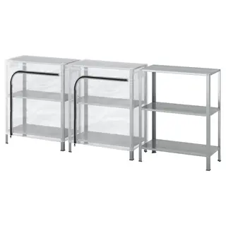 HYLLIS shelving units with covers, transparent, 180x27x74 cm