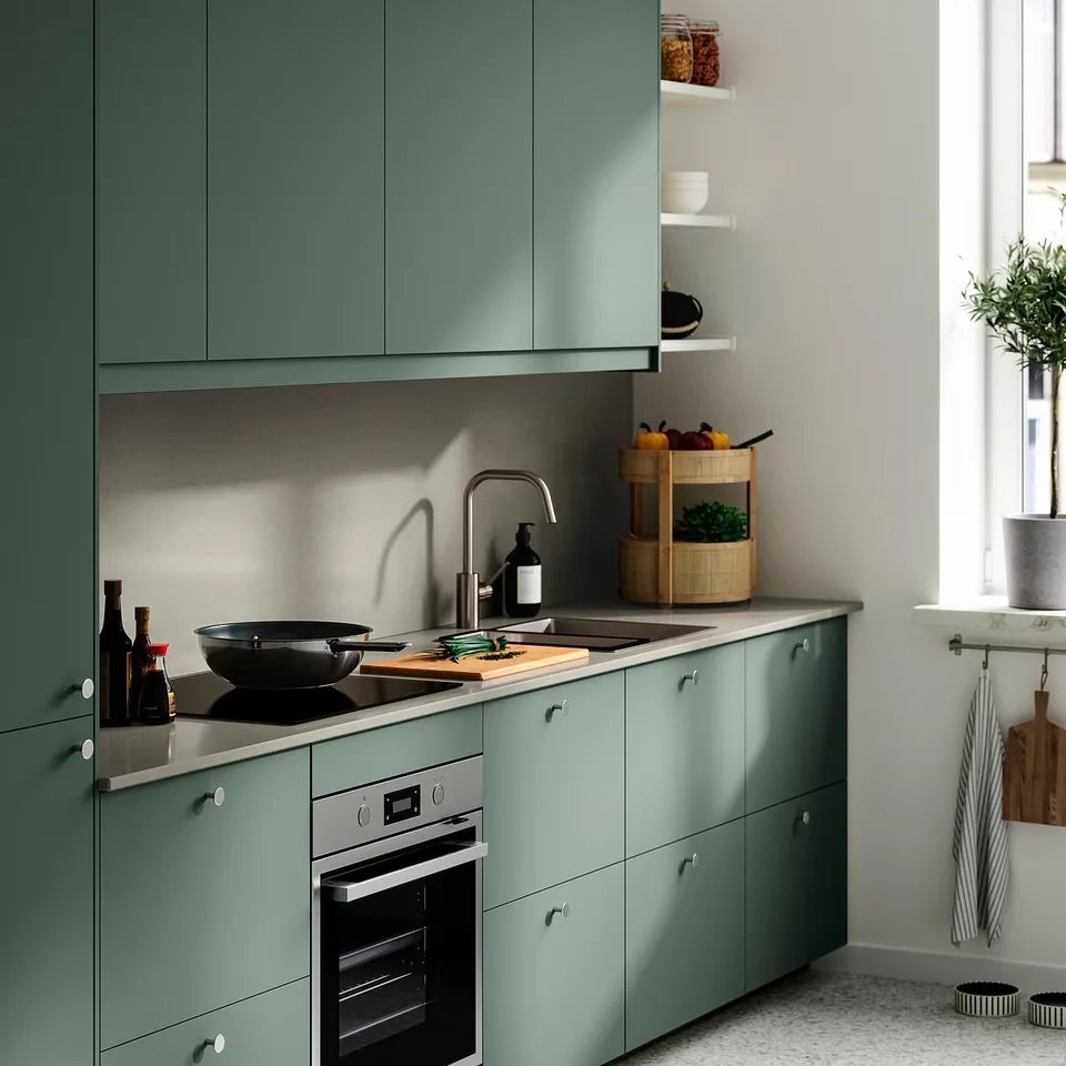 LOCKEBO Custom made worktop, grey stone effect/glass composite, 1 m²x2.0 cm