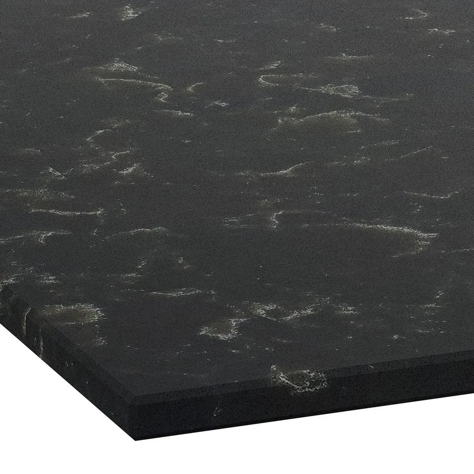 LOCKEBO Custom made worktop, black marble effect/glass composite, 1 m²x2.0 cm