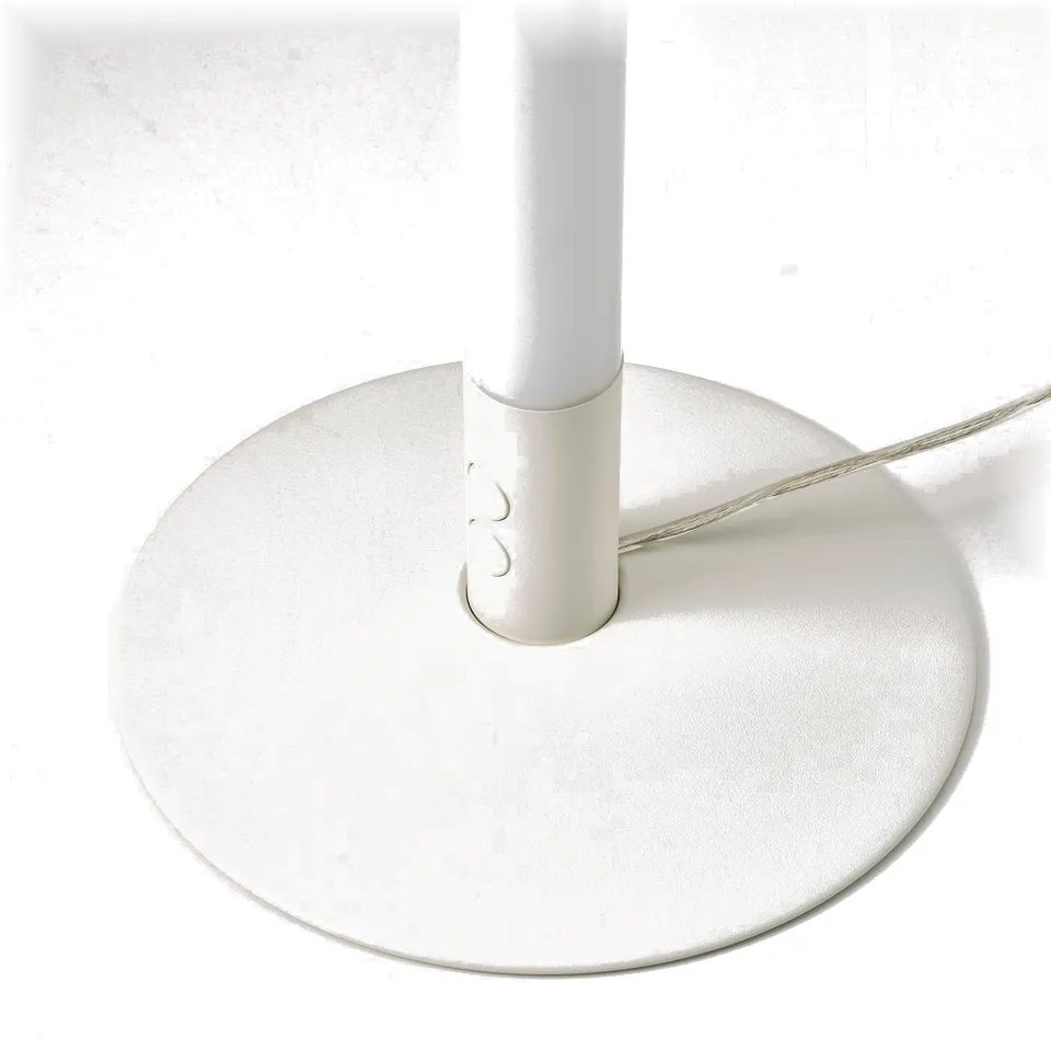 Modern minimalist floor lamp base, sleek white finish, sturdy steel construction.