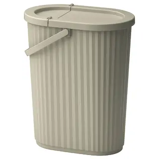 DAMMÄNG bin with lid, grey-beige, 26 l
