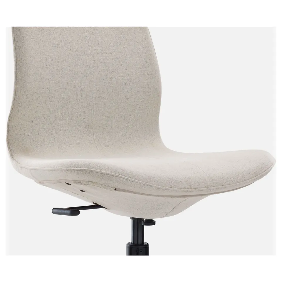 Office chair with lumbar support and adjustable seat height.