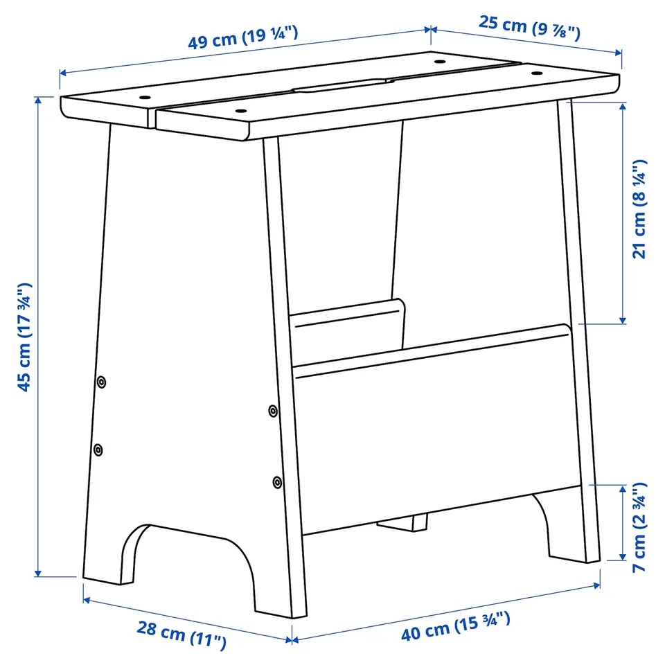 Illustration with measurements for the product: PERJOHAN.