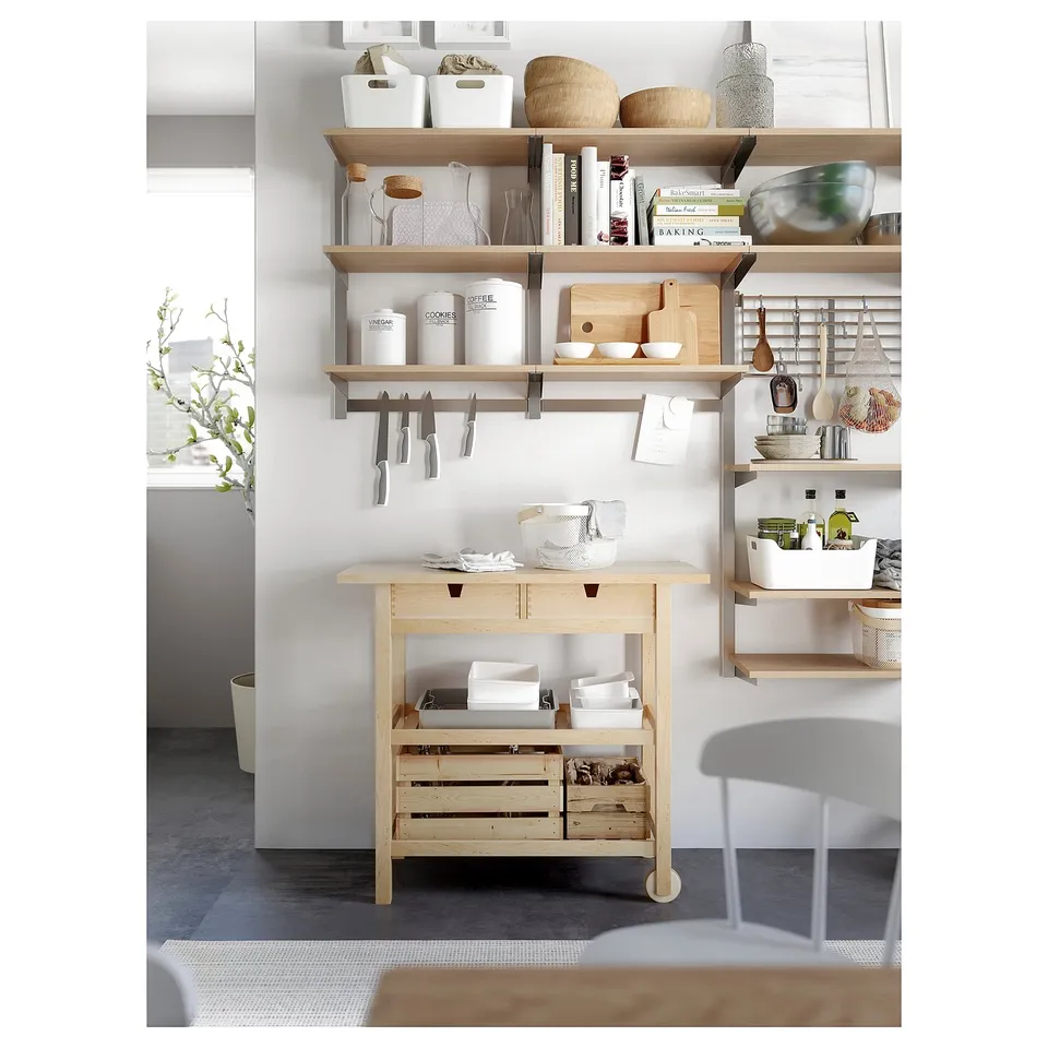 FÖRHÖJA Kitchen trolley, birch, 100x43 cm