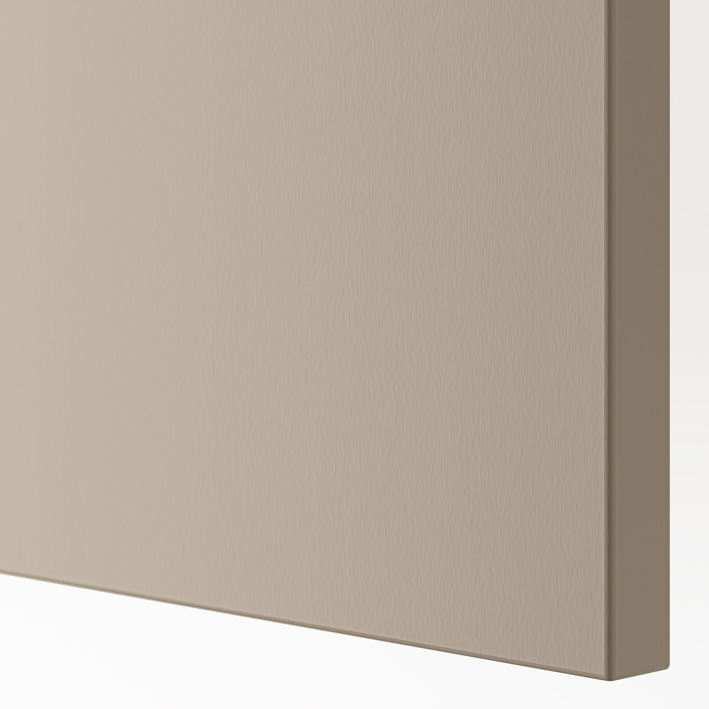 Smooth beige cabinet door with soft edges, displaying high-quality finish and subtle texture.