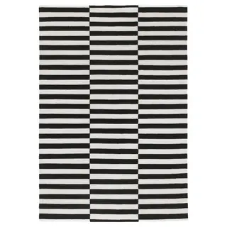 STOCKHOLM rug, flatwoven, handmade/striped black/off-white, 170x240 cm