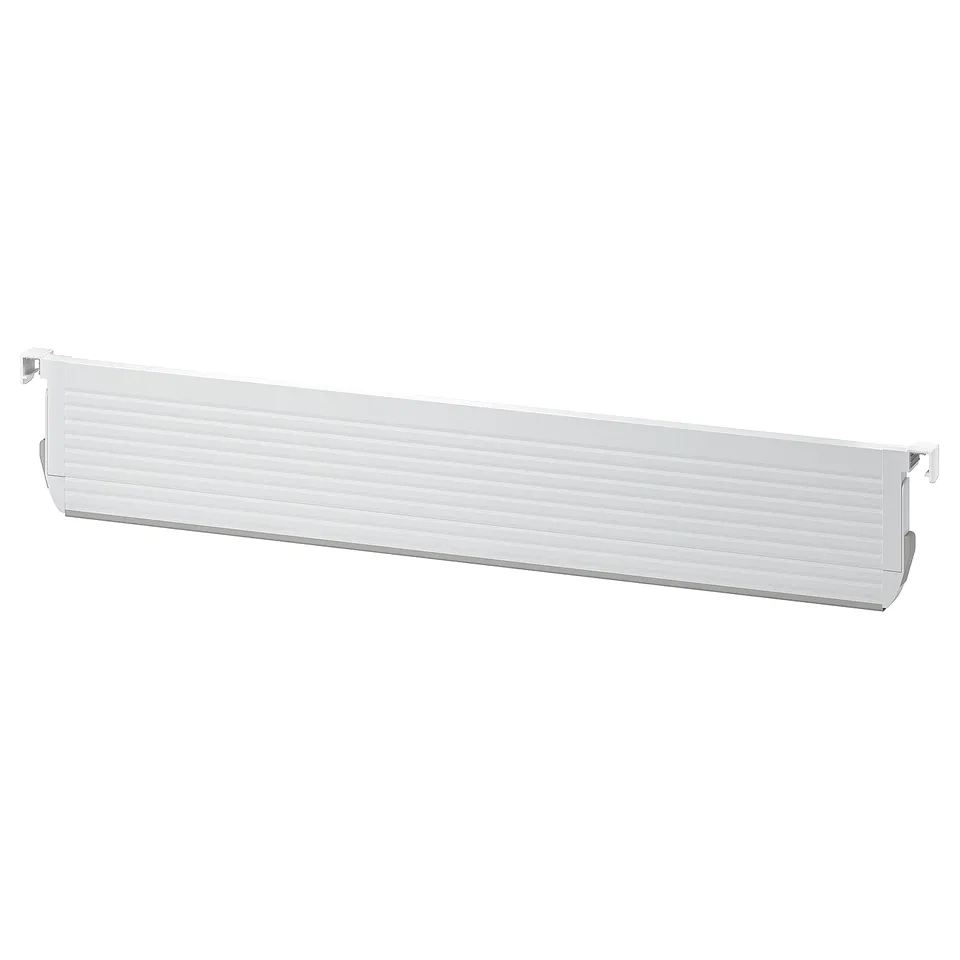 A white UPPDATERA drawer divider with hooks for adjustable organisation.
