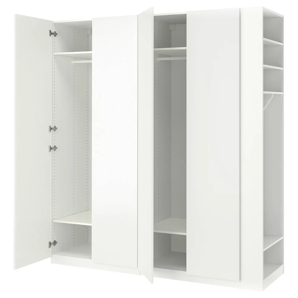 PAX / FORSAND Wardrobe, white/white, 220x60x236 cm