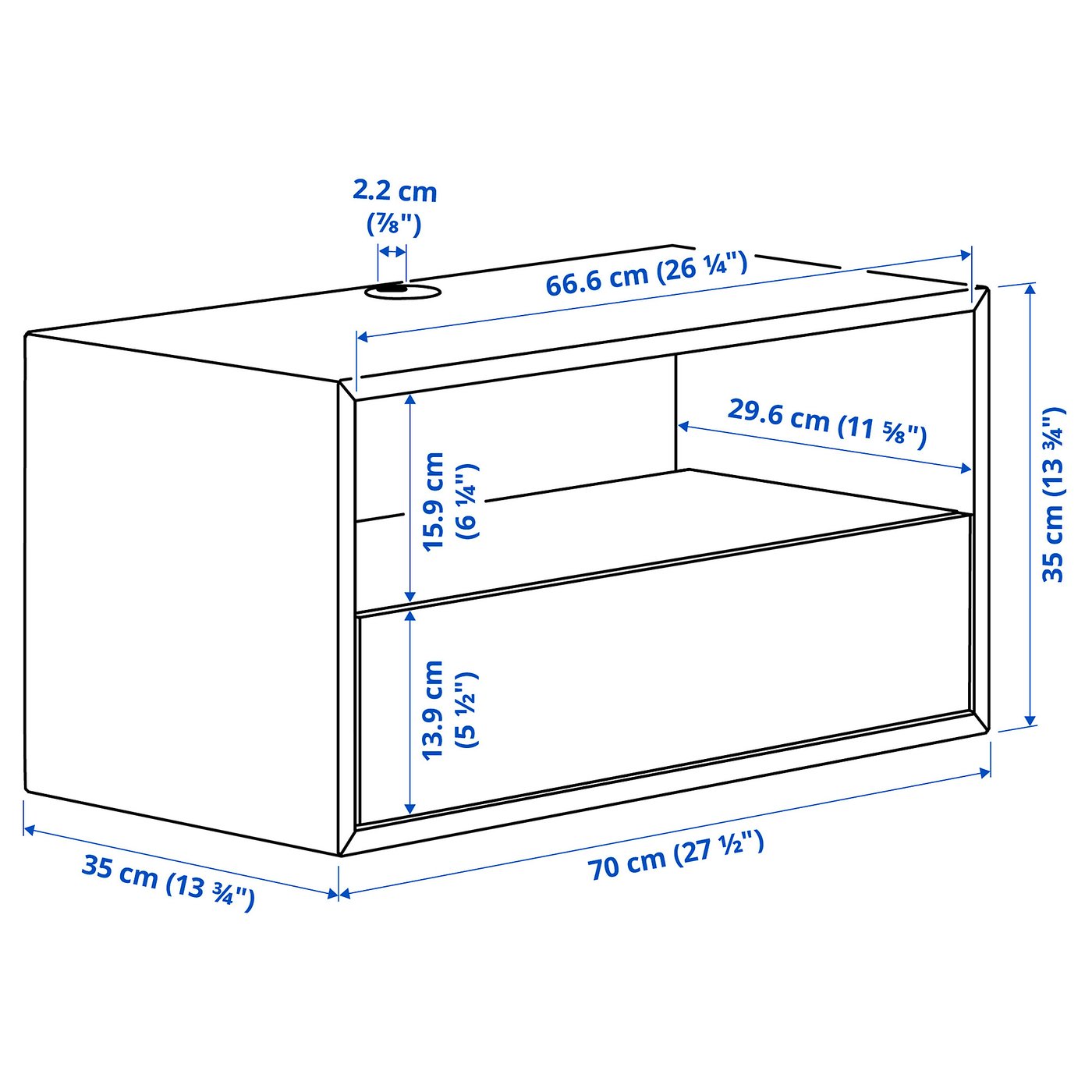 Illustration with measurements for the product: EKET.
