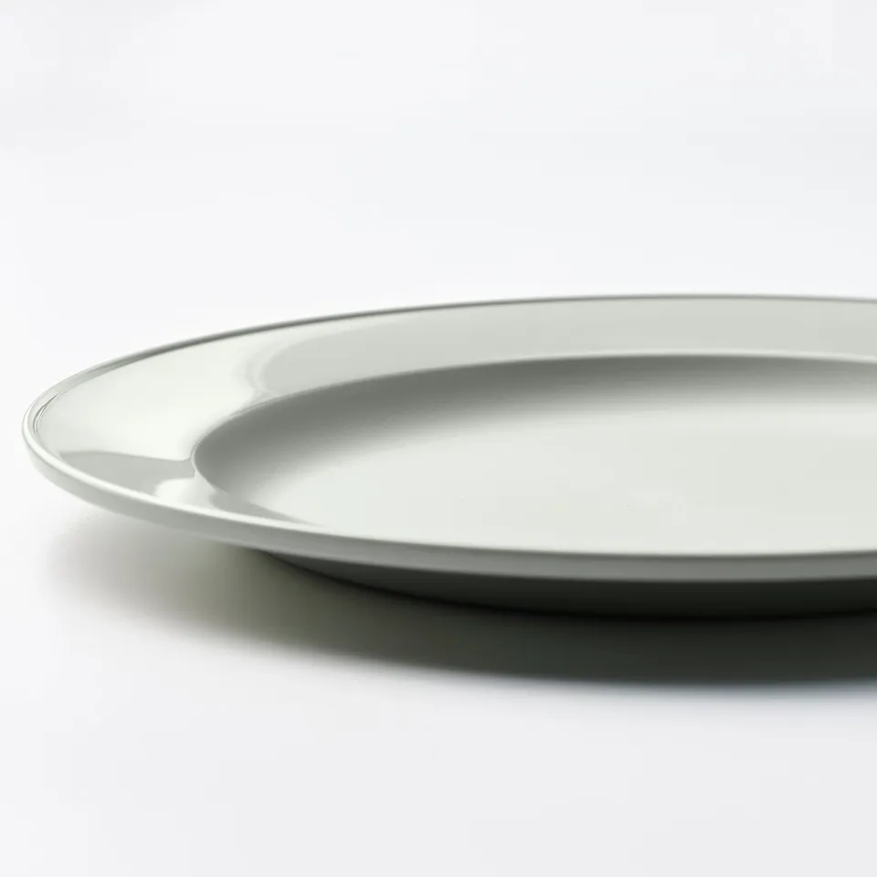 SIMKRABBA Plate, plastic/green-grey, 27 cm