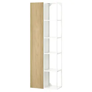 ENHET storage combination, white/oak effect, Width 60 x Depth 32 x Height 180 cm