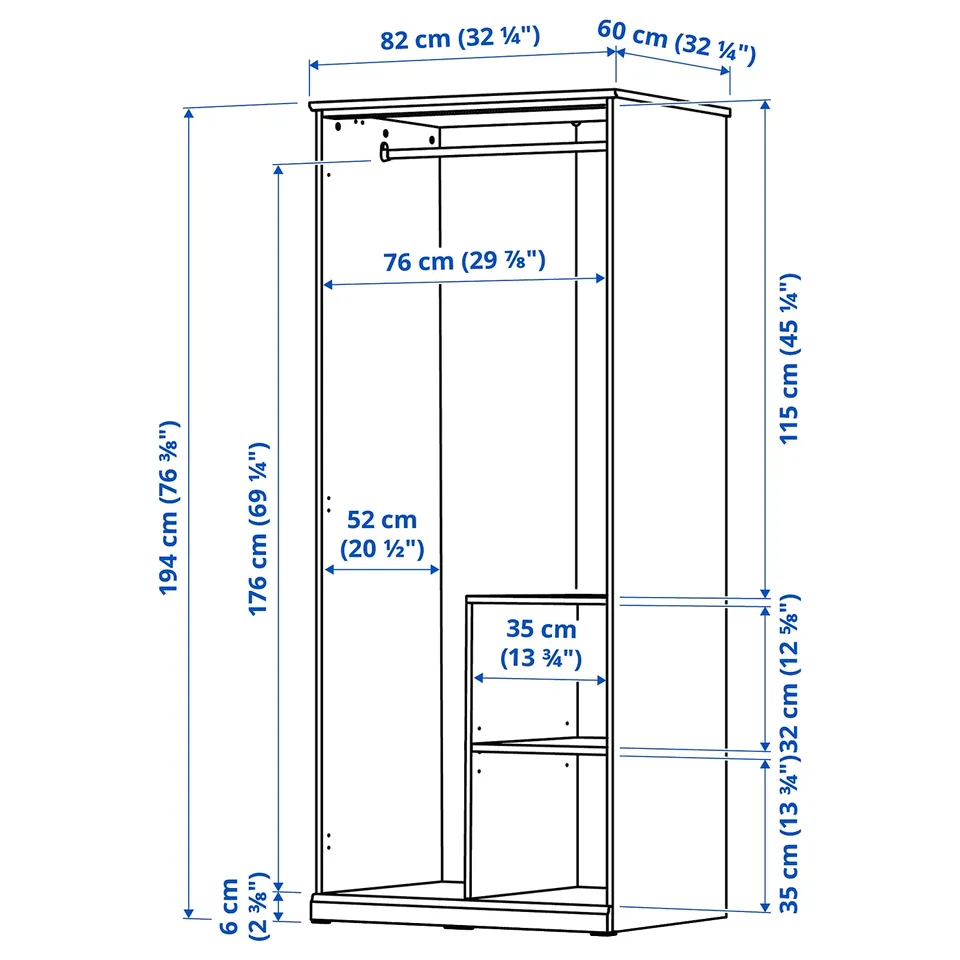 Illustration with measurements for the product: FÅGELFJÄLLET.