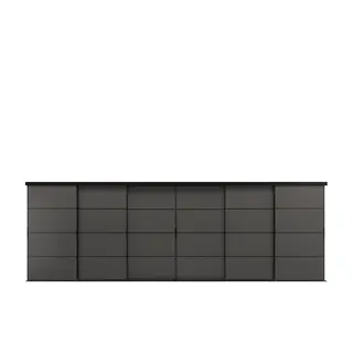 SKYTTA / MEHAMN sliding door combination, black/double sided dark grey, Height 204.5 x Width 603 cm