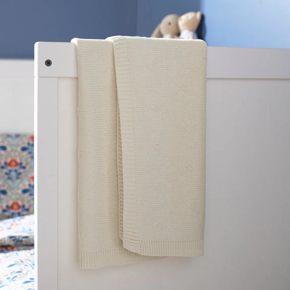 LEN Blanket, white/knitted, 70x90 cm