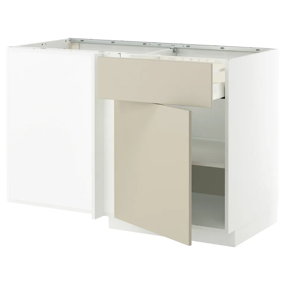 METOD kitchen unit in beige with sleek, minimalist design and modern finishes.