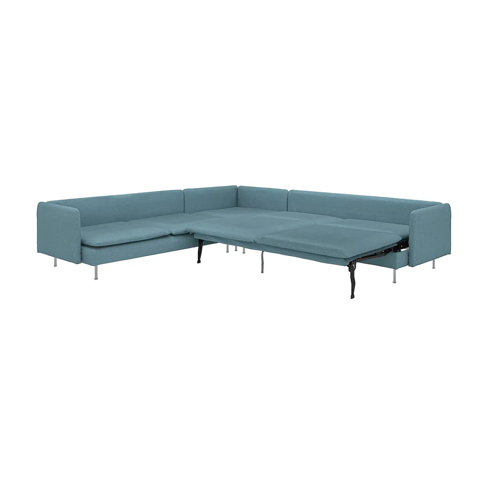 SÖDERHAMN light blue sectional sofa-bed, modern, low-profile, with sleek lines and plush cushions.