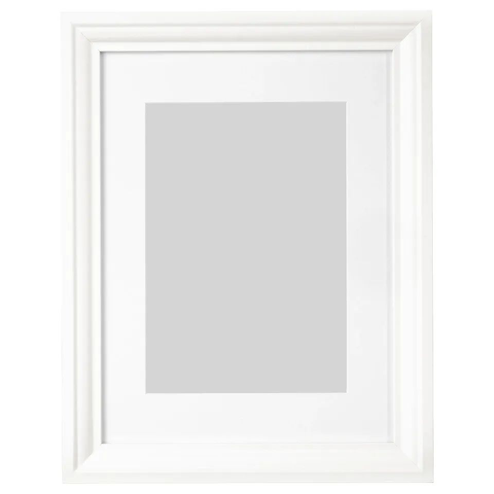 EDSBRUK white photo frame, robust fiberboard, rectangular design, safe plastic cover.
