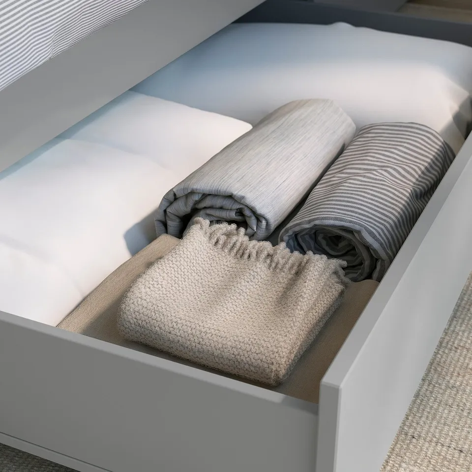 part: GULLABERG bed frame with 4 storage boxes