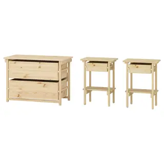 KRONÖREN bedroom furniture, set of 3, pine