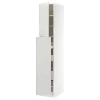 METOD / MAXIMERA hc w p-o func 4drw/1dr/2shlv, white/Aspudden light grey, 40x60x220 cm