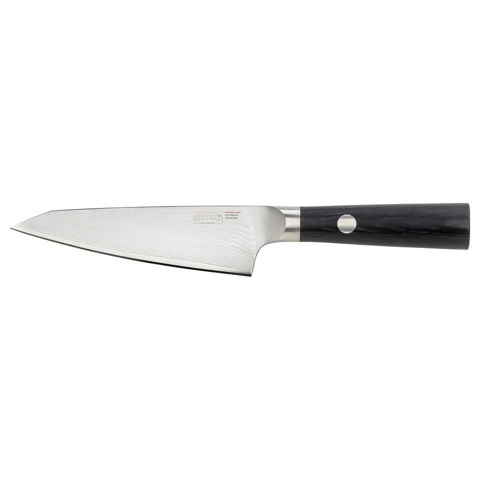 FJÄLLRÖDING Utility knife, damascus steel/black, 14 cm