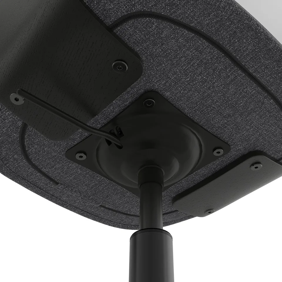 Black office chair base with adjustable height mechanism.