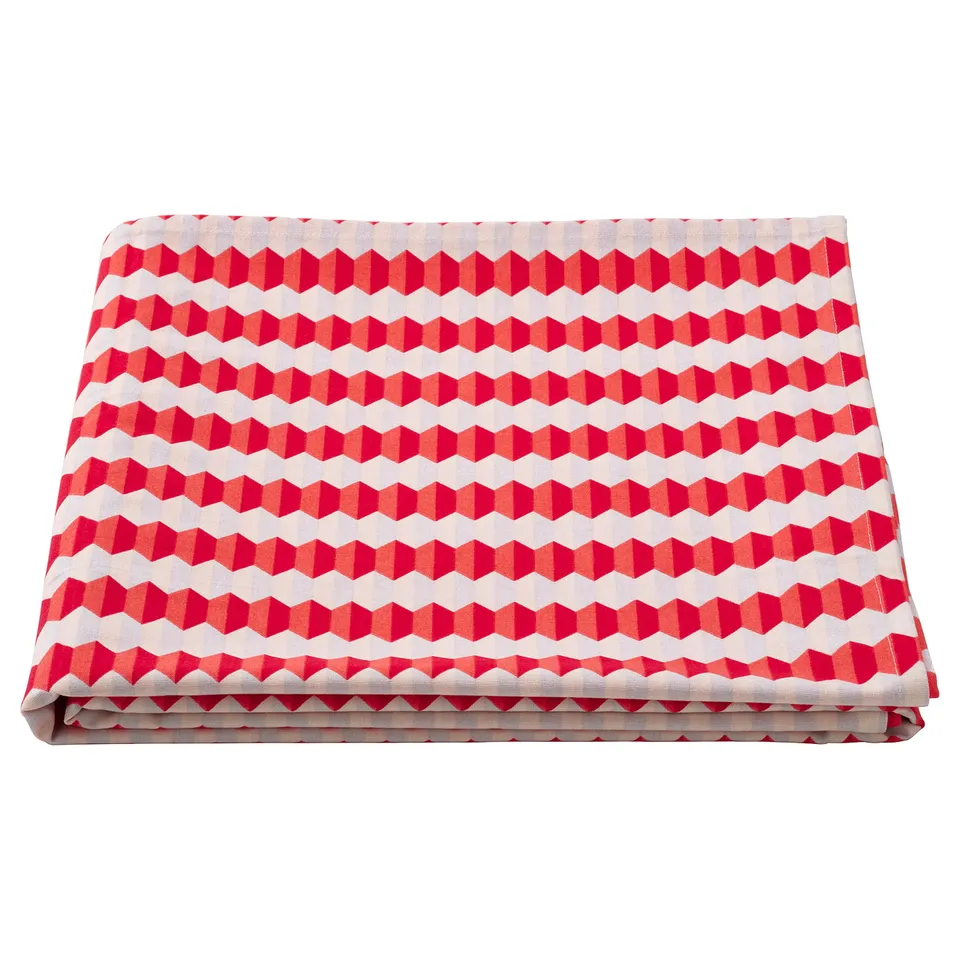 VINTERFINT Tablecloth, striped white/red, 145x240 cm