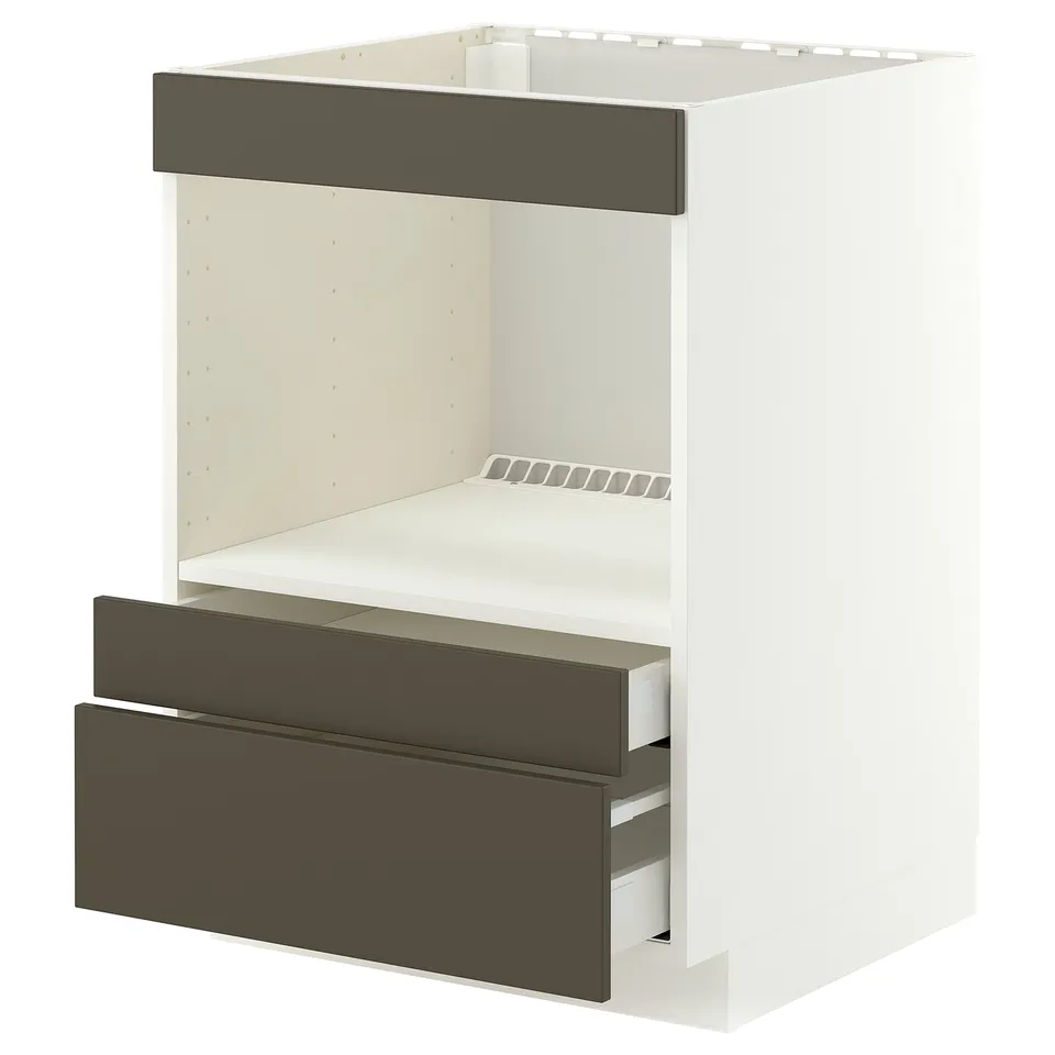METOD / MAXIMERA Base cabinet f built-in appliances, white/Havstorp brown-beige, 60x60x80 cm