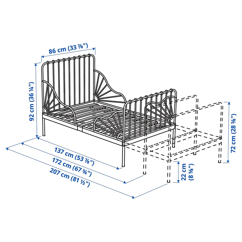 part: MINNEN ext bed frame with slatted bed base