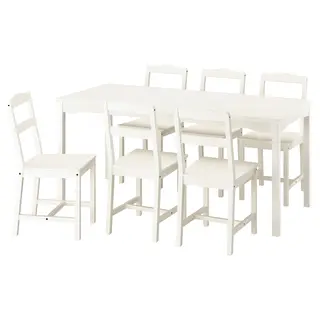 HAUGA / HAUGA table and 6 chairs, white/white, 168x74 cm