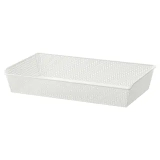 KOMPLEMENT metal basket, patterned/white, 100x58 cm