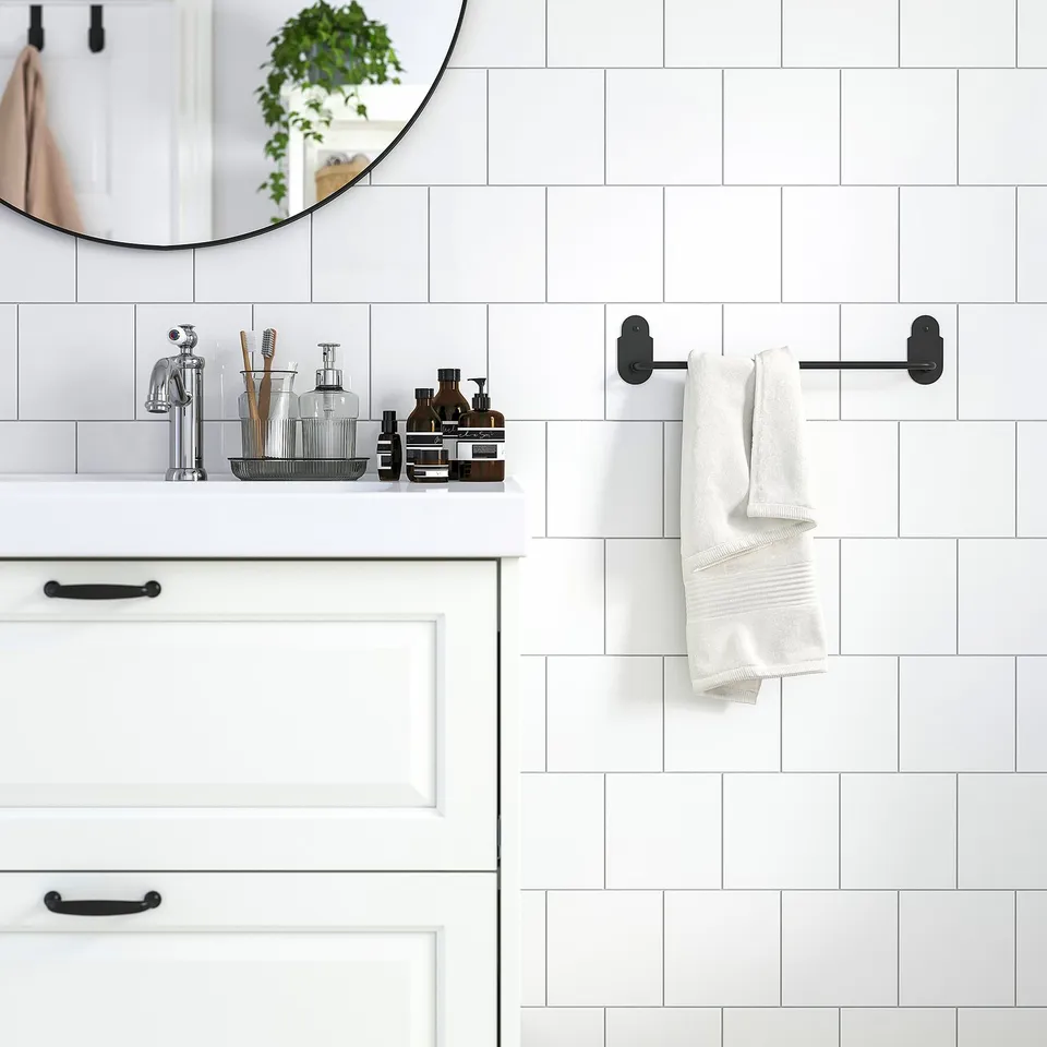 VALASJÖN Towel rail, self-adhesive