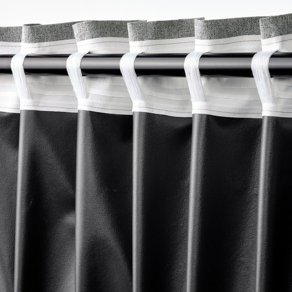 ROSENMANDEL Block-out curtains, 1 pair, grey/with heading tape, 135x250 cm