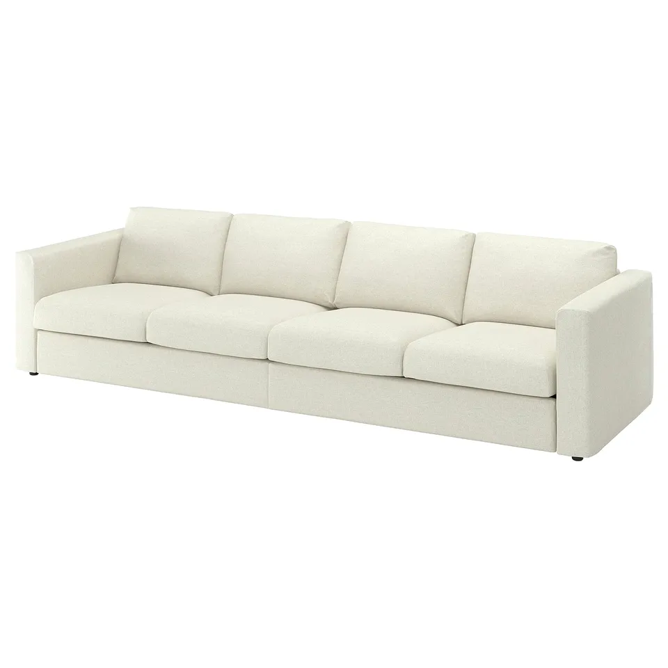 Displays a white VIMLE sofa with a clean, modern design. It plush cushions and is designed for comfort with its supportive foam filling.
