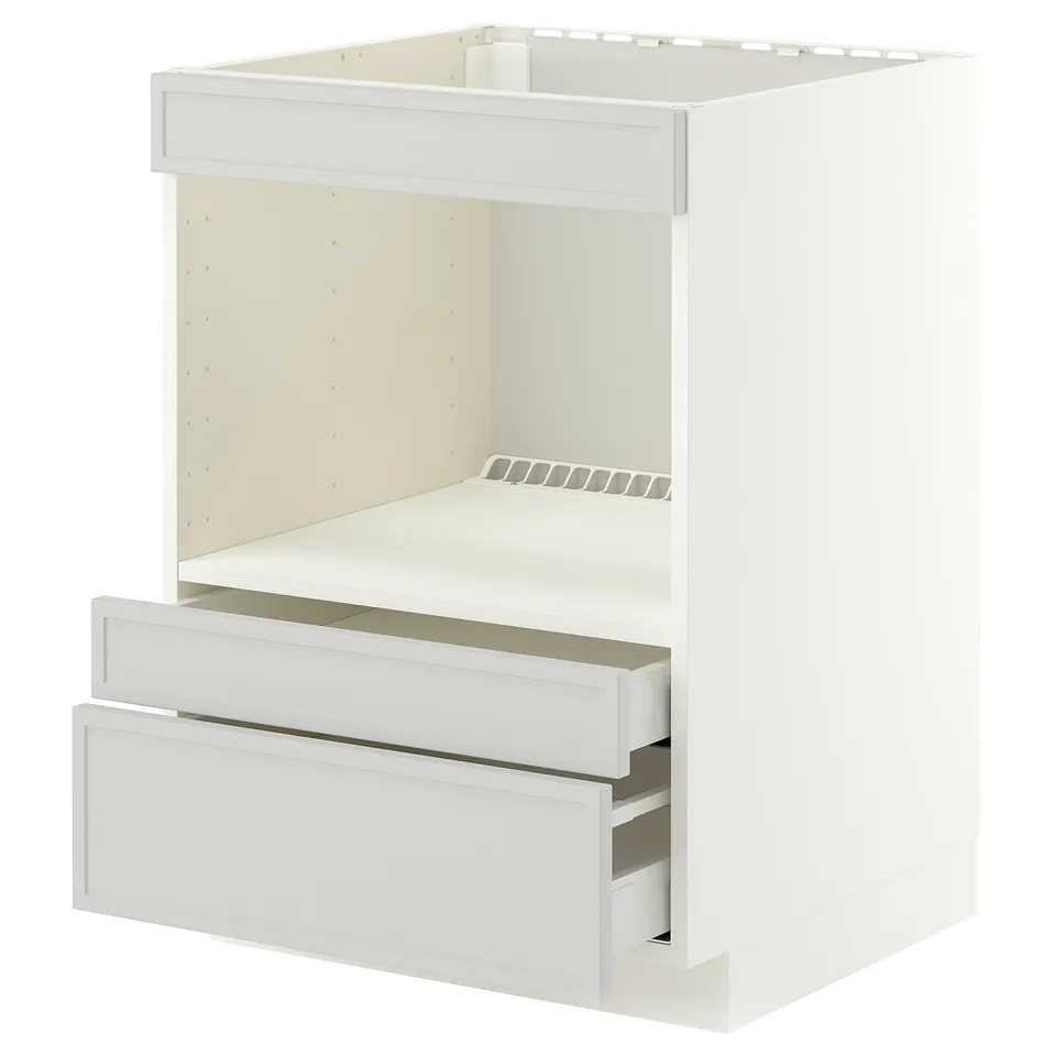 METOD / MAXIMERA Base cabinet f built-in appliances, white/Aspudden light grey, 60x60x80 cm