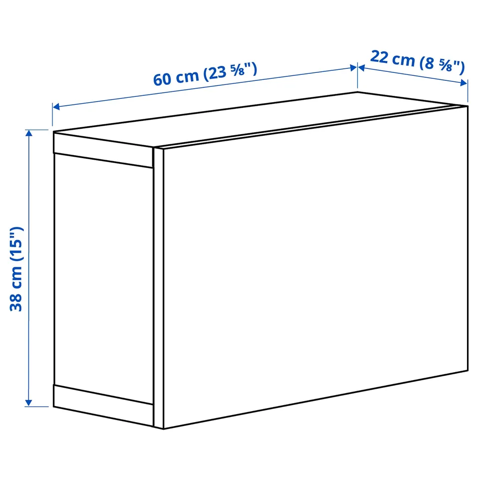 Illustration with measurements for the product: BESTÅ.