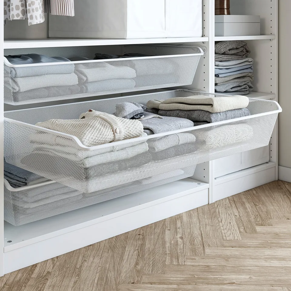 PAX / FLISBERGET Wardrobe combination, white/off-white, 150x60x201 cm